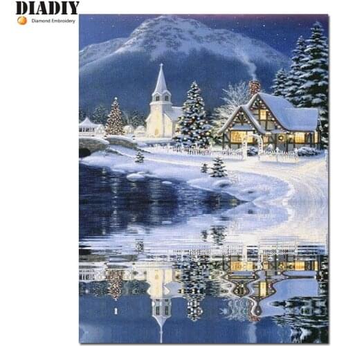 NEW 5D Diamond Painting Cross Stitch Snow scene Crystal Needlework Diamond Embroidery Full round Diamond Decorative