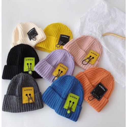 Autumn Winter For Boys Girls Knitted Hats Korean Version Adjustable Kids Caps Candy Color Cap Hip-Hop Joker Children Woolen Hats