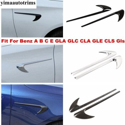 Car Front Fender Side Air Vent Cover Trim ABS Chrome / Carbon Fiber / Black Accessories For Benz A B C E GLA GLC CLA GLE CLS Gls