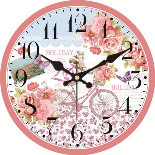 Shabby Chic,Holiday Bike Wall Clocks,Vintage Wall Clock,Wall Watches Home Decor,Silent Wall Clock Modern Design