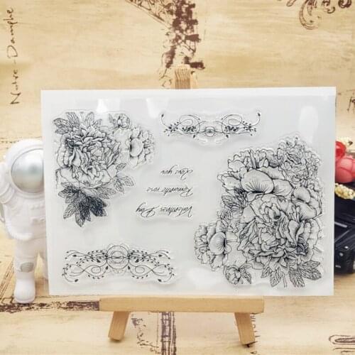 Symmetrical Flower Transparent Clear Silicone Stamp Seal DIY Scrapbook Stencil Embossing Diary Decoration Office School Supplies