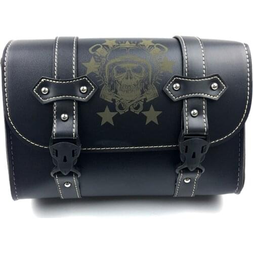 Universal Motorcycle Saddlebags Leather Side Storage Tool Pouch Front Luggage Bag For Harley Davidson