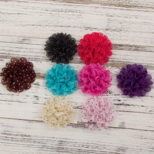 10pcs/lot 4inch Newborn Big Mesh Chiffon Hair Flowers Clips For DIY Headbands Fabric Flower Clip For Girls Hair Accessories