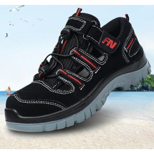 Safety Shoes Cap Steel Toe Safety Shoe Boots For Summer Man Work Shoes Men Breathable Mesh Size Footwear Wear-resistant DXZ015
