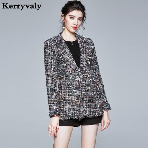 Star Style Tweed Tassel Long Sleeve Gray Jacket Women Autumn Suit Collar Jackets Chamarras De Mujer K8820