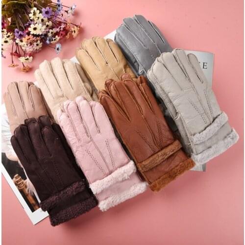 Ladies Work Winter Gloves Leather Fleece Warmers Riding Knuckles Reusable Gloves Bicycle Travel Outdoor Riding Motorcycle Gloves