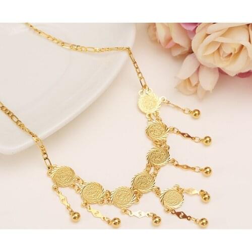 Bangrui Arab Coin Necklace for Women,Islam Ancient Coins Gold Color Jewelry Muslim Middle East