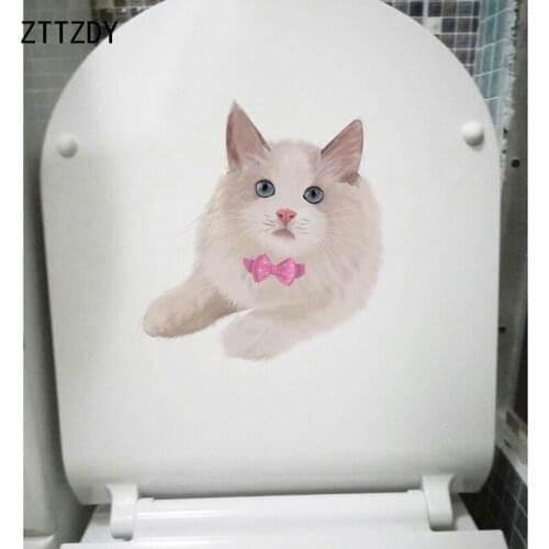 ZTTZDY 20.3*21.4CM Cute Cat WC Toilet Decals BedRoom Art Wall Sticker Home Decoration T3-0167