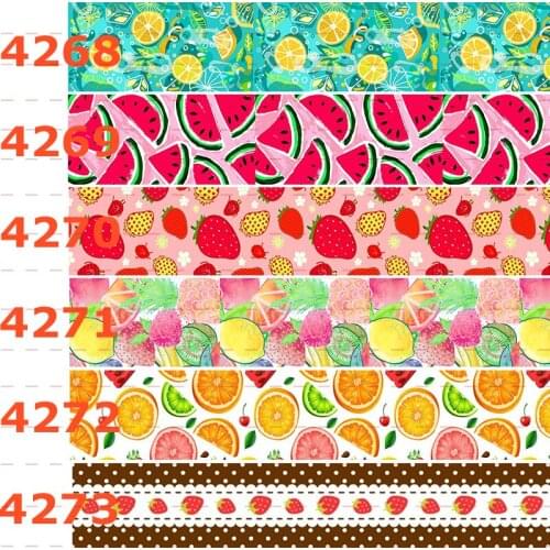 10yards - Different sizes-Fruit pattern printed Grosgrain ribbon -Cute&Hot&New ribbon -Watermelon,strawberry,lemon pattern