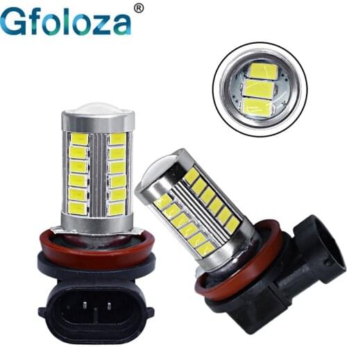 Gfoloza 2Pcs H11 H8 Led Fog Lights 9005 Hb3 9006 Hb4 Bulbs White Car LED Daytime Running Light DRL 5630 33SMD DC12V