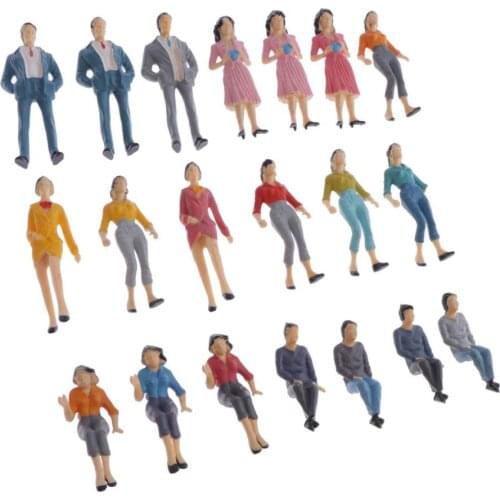 20 Pack Model Trains Architectural 1:25 Scale Painted Figures O Scale Sitting and Standing People for Miniature Scenes
