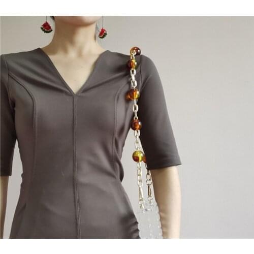 2021 fashion design chunky 2.8 cm hawksbill turtle color beaded purse shoulder straps bag handles accessories