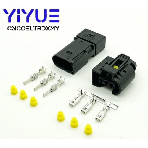 5 Sets 3 pin Injector ABS Sensor Electrical Wire Connector Female And Male socket 09 4413 11 / 22140492050 For Benz BMW Kostal