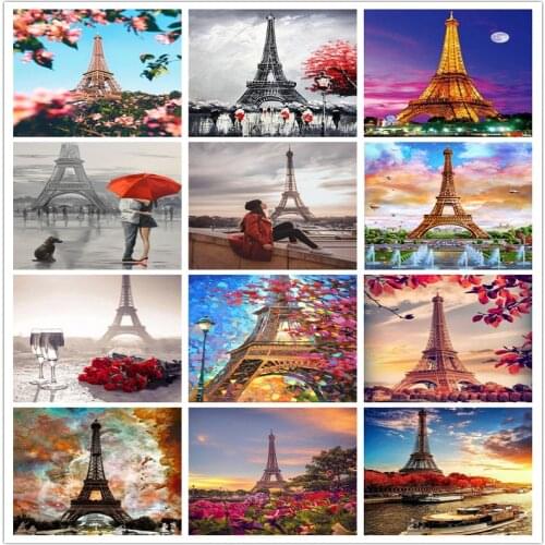 5D DIY Square&Round Tower Landscape Diamond Painting Embroidery Mosaic Cross Stitch Home Decor Hanging Painting