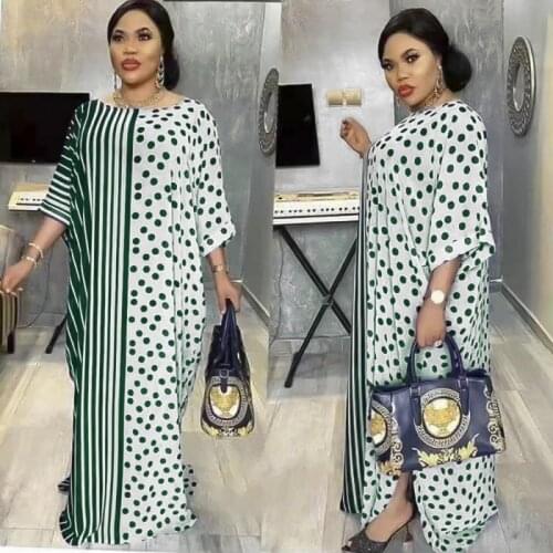 African Dresses For Women 2 Piece Set Tank Dress And Cover Up Fashion Dot Striped Splice Elegant African Beach Maxi Dress Robes