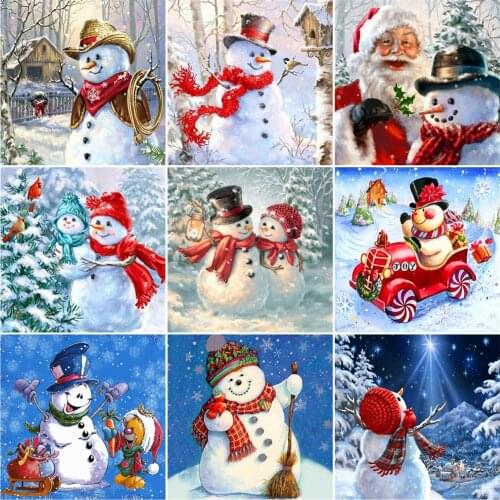 AZQSD Diamond Embroidery Snowman Winter Mosaic Rhinestones 5D Diamond Painting Christmas Cross Stitch Needlework Home Decor