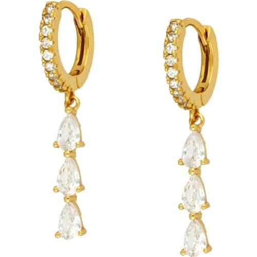 CANNER 925 Sterling Silver Water Drop Earring Korean Romantic Zircon Earring Crystal Wedding Fine Jewerly Piercing Pendientes