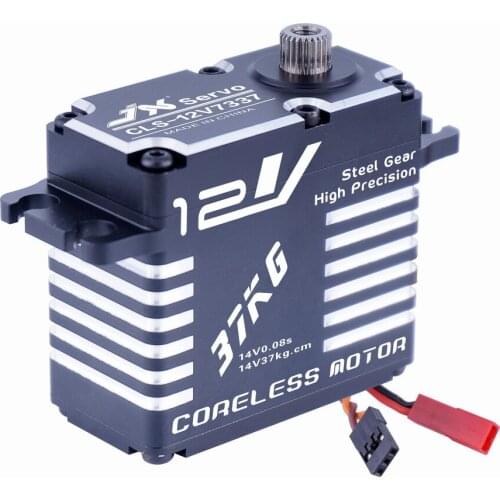 CLS-12V7337 JX 37KG 12V High Precision Steel Gear Full CNC Alum Shell Digital Coreless Standard Servo