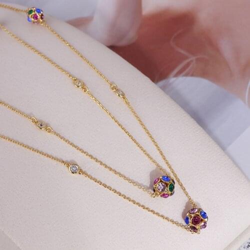 European and American Jewelry Wholesale Simple Shining Colorful Ball Balls Long Necklace