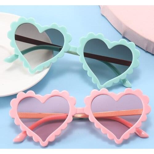 HERVI Children Boy Girl Cute Leopard Two-Tone Metal Heart-Shaped Sunglasses Children Retro Sunglasses UV400 Protective Classic