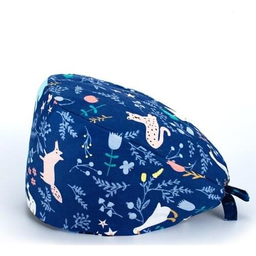 Surgical Cap Print Amazon Cotton Plus Buckled Sweat Towel Nurse Hat Long Hair Cap Doctor Hat Bag Turban Hat Gourd Hat