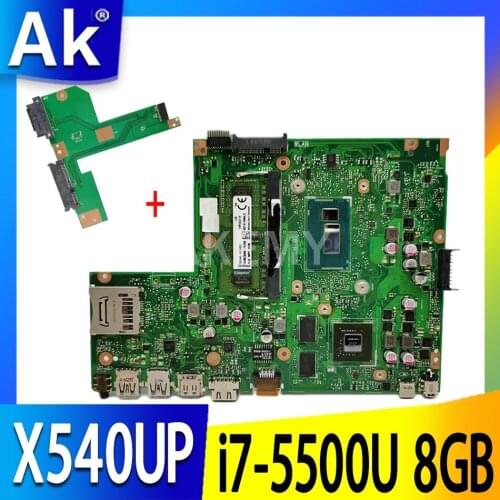 Akemy laptop Motherboard X540UP X540U A540U R504U Mainboard W/ i7-5500U 8GB RAM DDR3 GT920M GPU Free HDD board