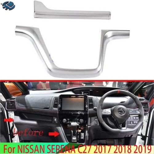 For NISSAN SERENA C27 2017 2018 2019 ABS Pearl Chrome Matte Interior Instrument Panel Around trim Only fit Right hand drive