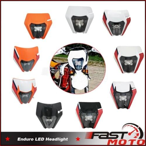 Motorcycle Dirt Bike Head Light Universal Motocross 5 LED Headlight W/ Mask For EXC XC-W XC-F SX FC FE TE TC 350 300 250 500 450