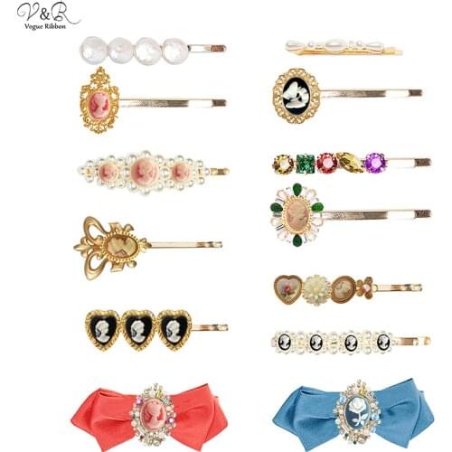 New Trendy Hair Pins 2020 Vintage Portrait Hair Clip Hair Pin Hair Accessories With Heart Pearl Flower Butterfly