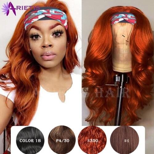 30 32 Inch #350 Ginger Color Highlight Body Wave Headband Wig Human Hair Wigs For Black Women Indain Hair Remy Full Machine Wig
