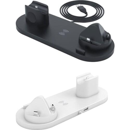 4 In 1 Portable Wireless Fast Charger Station Multi-Function Wireless Earphone Charging Stand USB Charging Dock