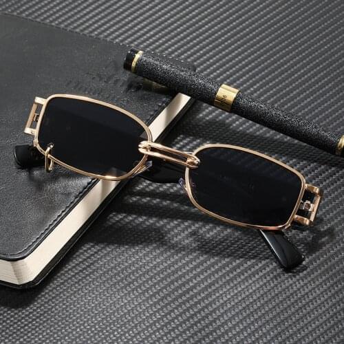 2021 Unisex Rectangular Sunglasses Vintage Metal Square Luxury Glasses Men Women Rectangle Sunglasses UV400 Driver Goggles