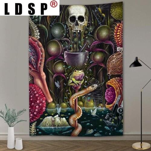 LDSP Tapestry Psychedelic Fantasy Forest Witchcraft Mushroom Tapestries Green Forest Tapzi Wall Hanging Living Room Home Decor