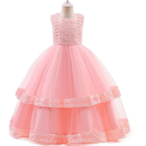 Pink Flower Girls Dresses 2021 Ballgown Pageant Formal Princess Dresses First Communion Dress Kids Wedding Party Gowns