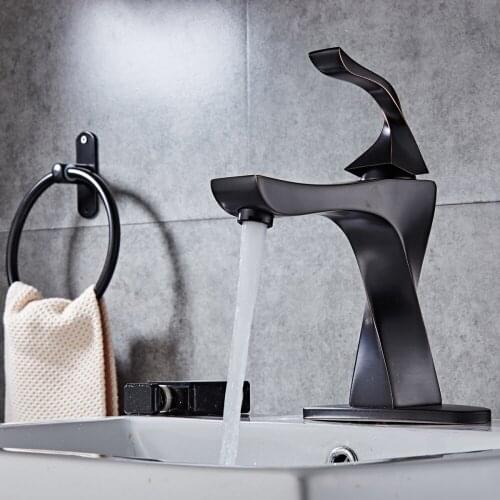MJEBM Basin Faucets Solid Brass Modern Bathroom Sink Faucet Single Handle Washbasin Hot Cold Mixer Water Tap Torneira