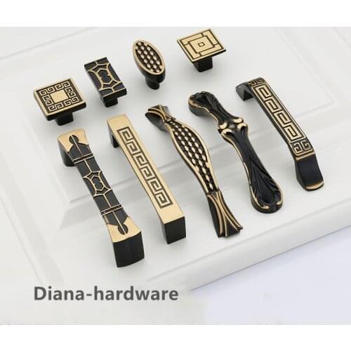 Pure Copper Vintage Antique Bronze Brass Kitchen Cabinet Handles and Pulls Furniture Drawer Knobs Wardrobe Door Pullers Hardware