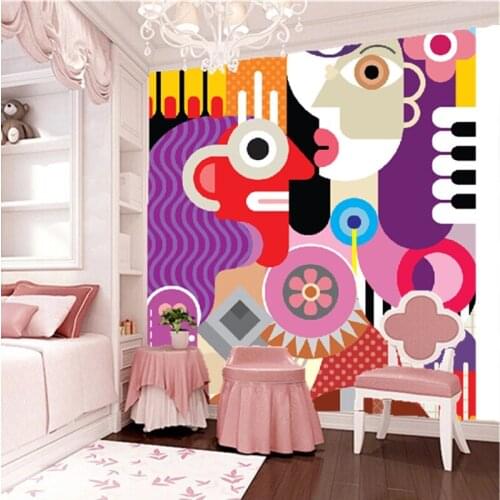 Custom vintage wallpaper, cartoon abstract figure for the living room bedroom restaurant background wall waterproof wallpaper