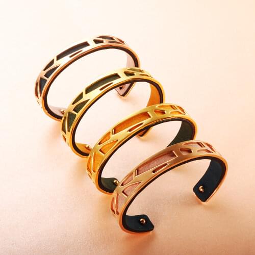 Fashion Women Men Geometric Hollow Bracelet Mix Color Leather Cuff Bangles For Wedding Party Jewelry Gift
