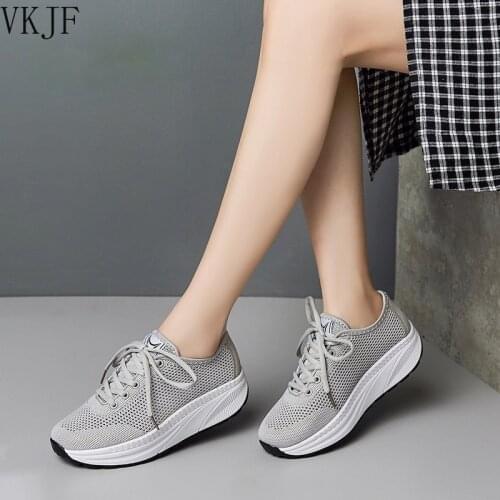 2021 Summer Toning Shoes for Women Fitness Walking Slimming Jogging Sneakers Wedge Platform Swing Shoes