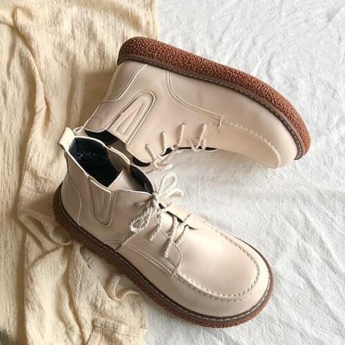 Martins New Autumn/winter 2020 Vintage Black Lolita Cosplay Ankle Boot Lace Up Flats Platform Gothic Lolita Shoes For Women