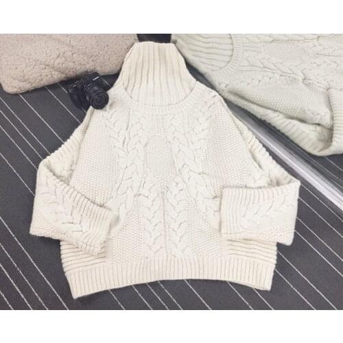 Limited Promotion Casual Full Computer Knitted Pull 2020 High Collar Knit Flower Pattern Sweater Wool Bat Sleeve Loose Female