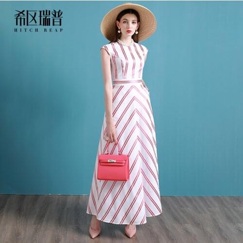 High End Seaside Holiday Ankle Long Dress Celebrity Dress 2021 Summer Temperament Waist Slim Dress Long Fairy