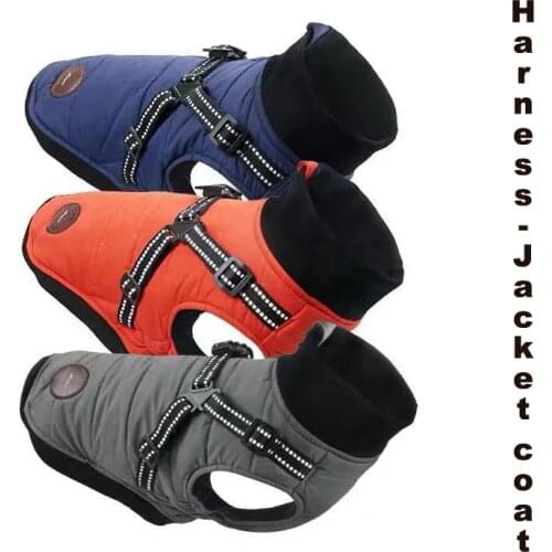 Winter Dog Clothes Warm Waterproof Harness Jacket Coat Small Medium Dogs Poodle Teddy Bear puppies Pet Padded Vest