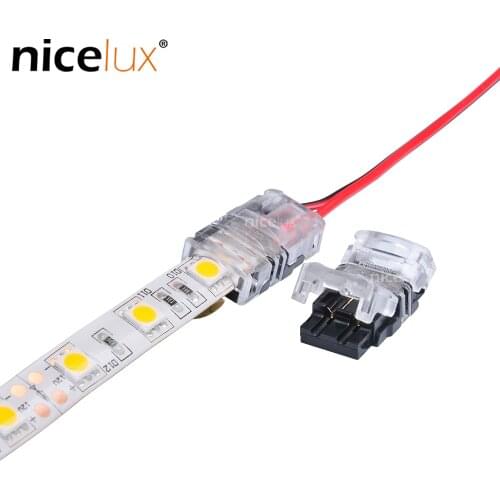 10pcs 2pin LED Strip to Wire Connector for 10mm Single Color IP65 Waterproof SMD 5050 5630 LED Tape Light Connection Conductor