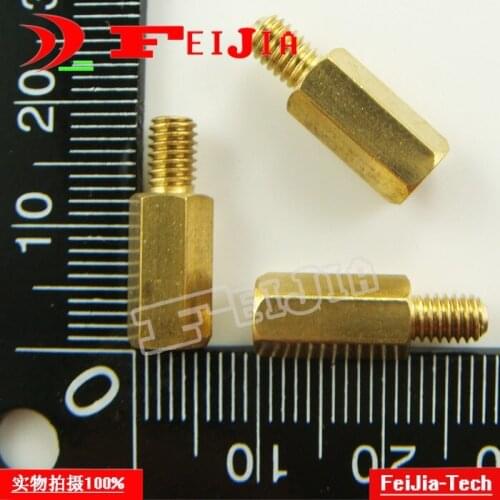 10PCS/LOT M4*12+6mm hexagonal copper pillars single head interval columns Brass Hardware Fasteners Bolts