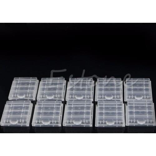 10PCS Hard Plastic Battery Case Holder Storage Box for 4X AA AAA Battery White