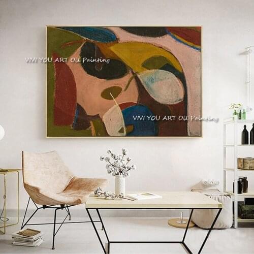 100% Hand painted Abstract Oil Paintings On Canvas Modern Orange Yellow Decor Wall Landscape Pictures Home Decoration No Framed