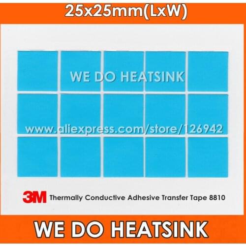 100pcs 3M 8810 High Performance 25x25mm Blue Thermal Conductive Adhesive Transfer Tape Pad