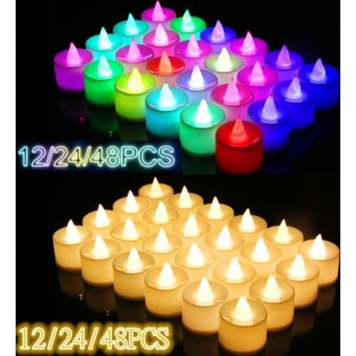 12/24/48pcs Flameless LED Tealight Tea Candles Wedding Light Romantic Candles Lights for Birthday Party Wedding Decorations