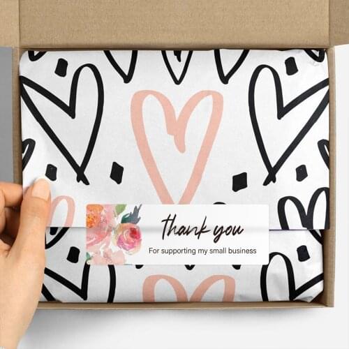 3 Styles Floral Thank You Sticker for Supproting Business Package Decoration Labels Sticker Wedding Gift Decor Stationery Supply